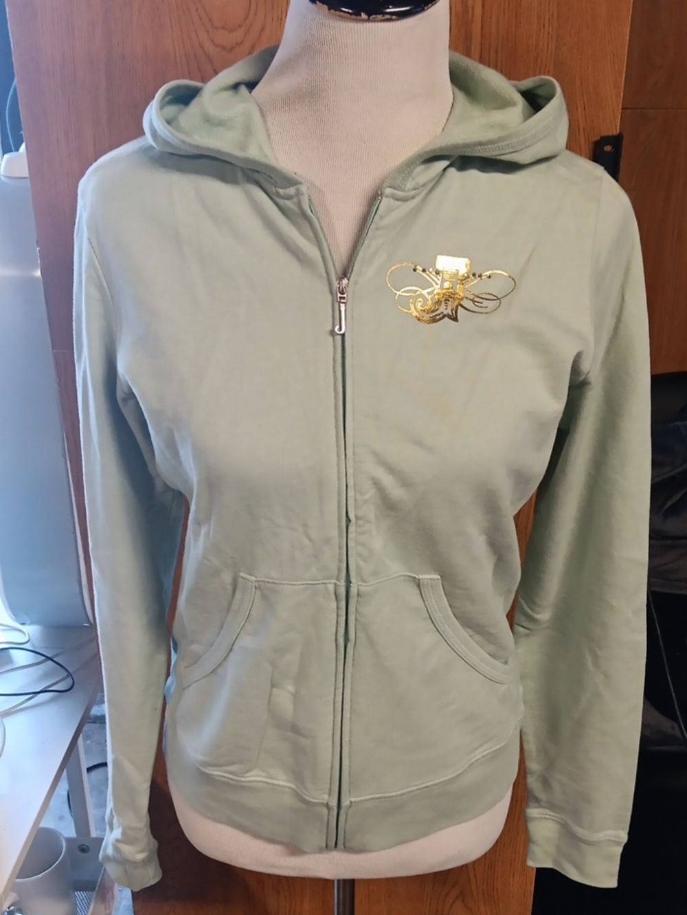 Juicy Couture Mint Green Zip-Up Hoodie with Gold Emblem